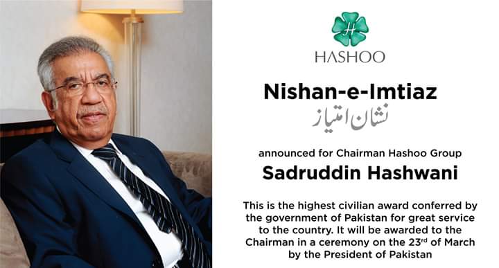 Chairman, Hashoo Group nominated for Nishan-e-Imtiaz